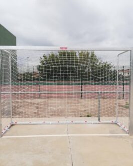 Juego Porterías Galvanizadas Fútbol Sala/Balonmano Metálicas Trasladables 80x80mm Con Base 80x40mm