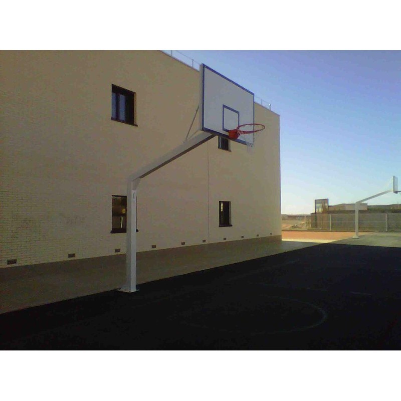 Juego Canastas Baloncesto Monotubo New Tubo 140x140 Mm Fijas Con Base Para Anclaje Vuelo 2,25 Mts