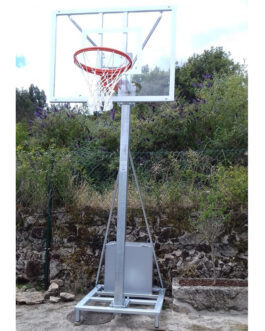 Juego Canastas Galvanizadas Minibasket Monotubo New Tubo 114 Mm Fijas Con Base Anclaje-Sin Tablero, Aro