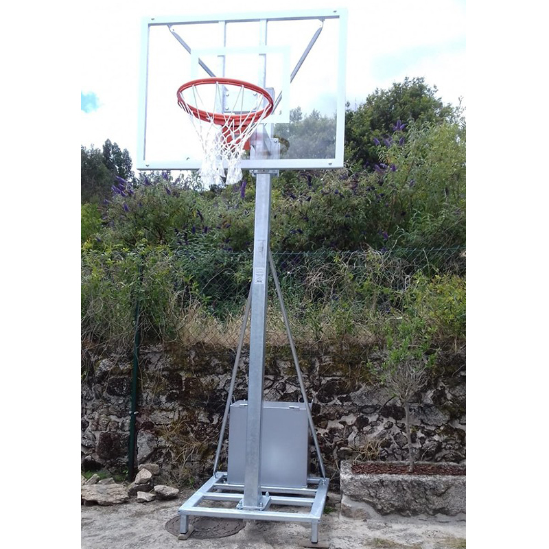 Juego Canastas Galvanizadas Minibasket Monotubo New Tubo 114 Mm Fijas Con Base Anclaje-Sin Tablero, Aro