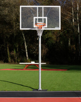 Juego Canastas Galvanizadas Baloncesto Monotubo New Tubo 114 Mm Fijas Con Base Anclaje-Sin Tablero, Aro