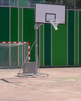 Juego Canastas Galvanizadas Baloncesto Deluxe Monotubo Trasladables 2 Ruedas Con Carro -Sin Tableros, Aros Y Redes